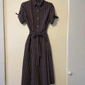 Calvin Klein Tie Sleeve Belted Maxi Dress